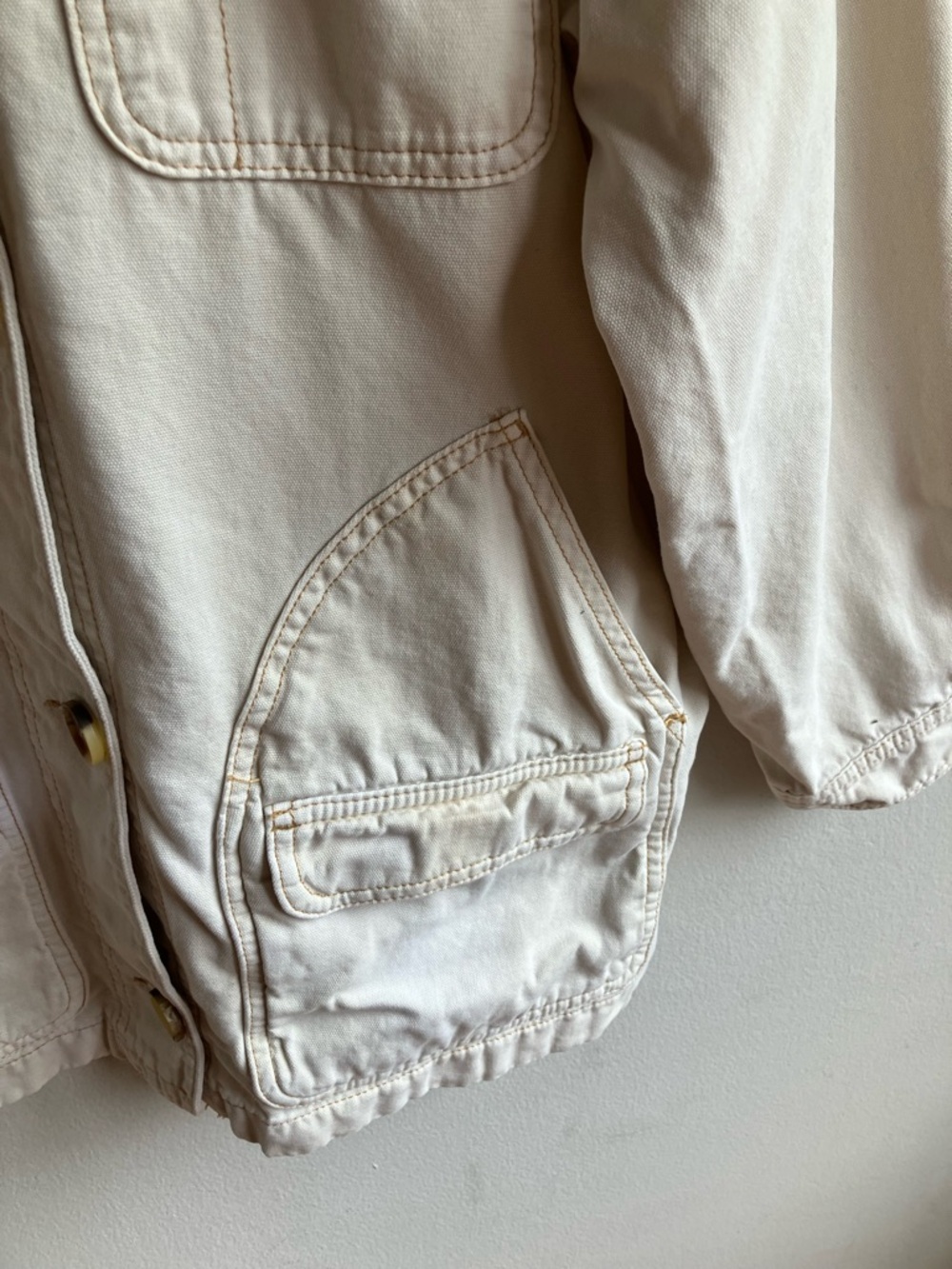 Marine Layer Finley Barn Jacket Size XS Cream Chore Coat Utility Pockets Outdoor - Picture 7 of 15
